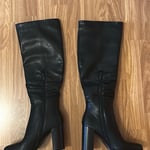 Black Heeled Over-the-Knee Boots – Size EU 38
