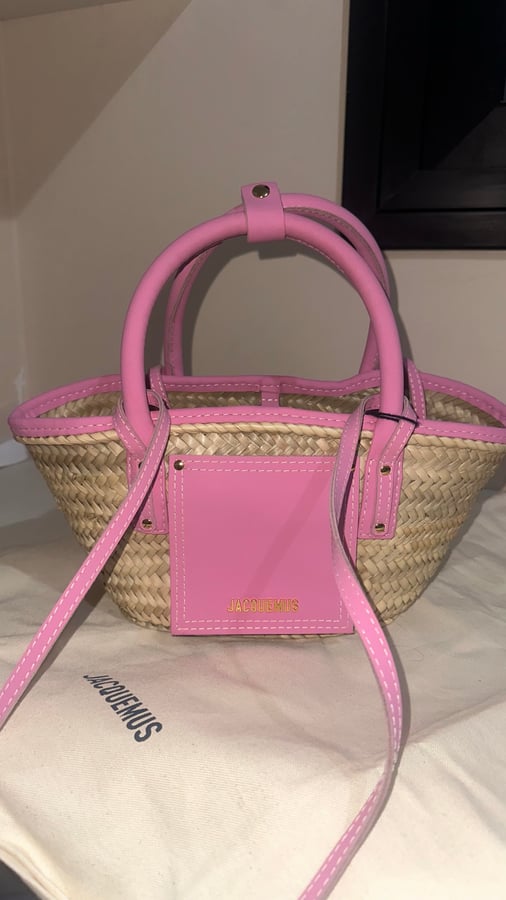 Jacquemus Pink Straw Tote Bag