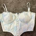 Oh Polly Blue Floral Corset Crop Top – Size UK 8