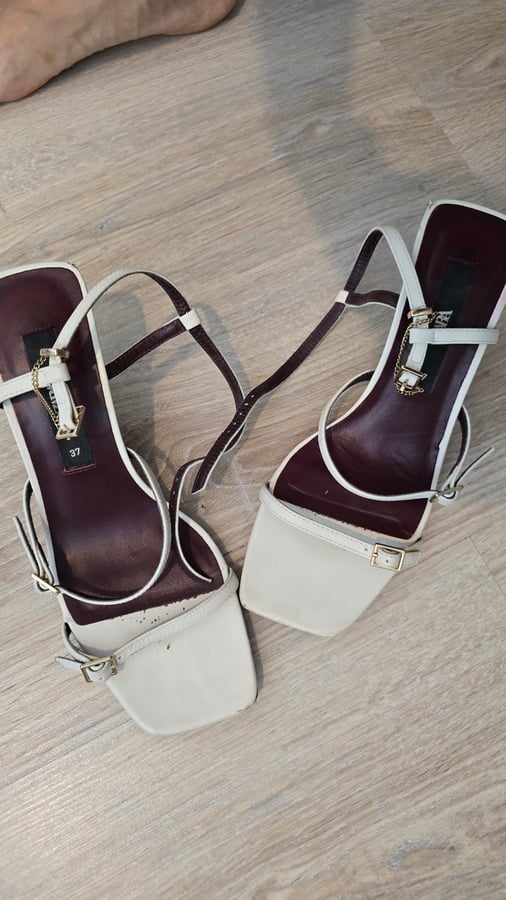 White Heeled Sandals Size 37