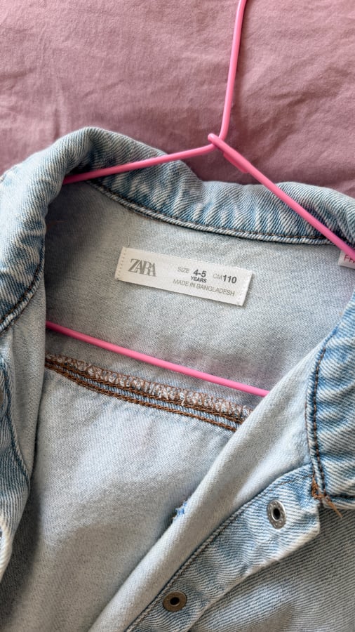 Girls' Light Blue Denim Jacket with Floral Embroidery