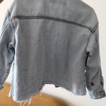 Girls' Light Blue Denim Jacket with Floral Embroidery