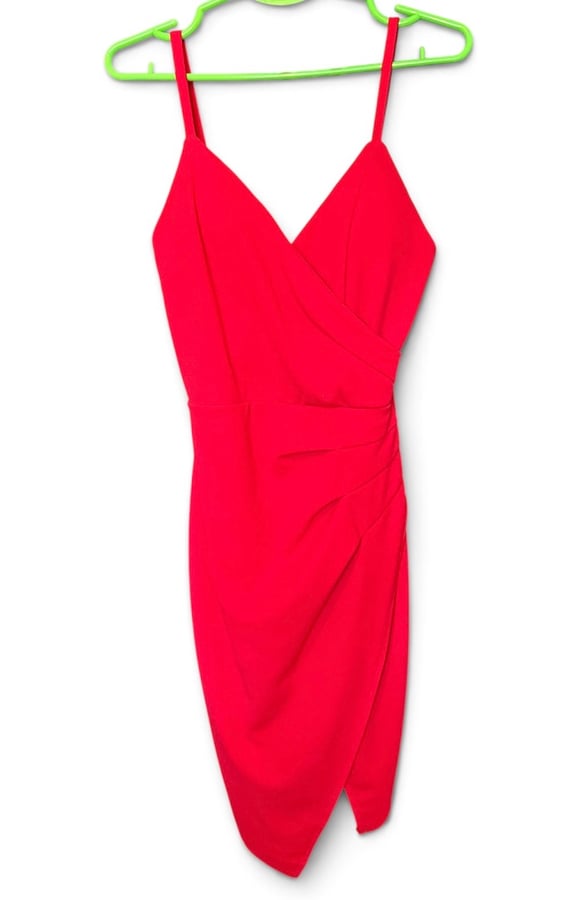 Red Women's Dress with V-Neckline