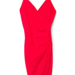 Red Women's Dress with V-Neckline