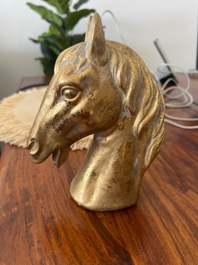 Vintage Gold Horse Head Sculpture