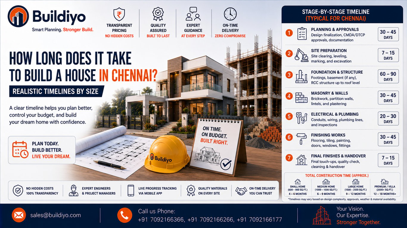 How Long Does It Take to Build a House in Chennai? Realistic Timelines by Size