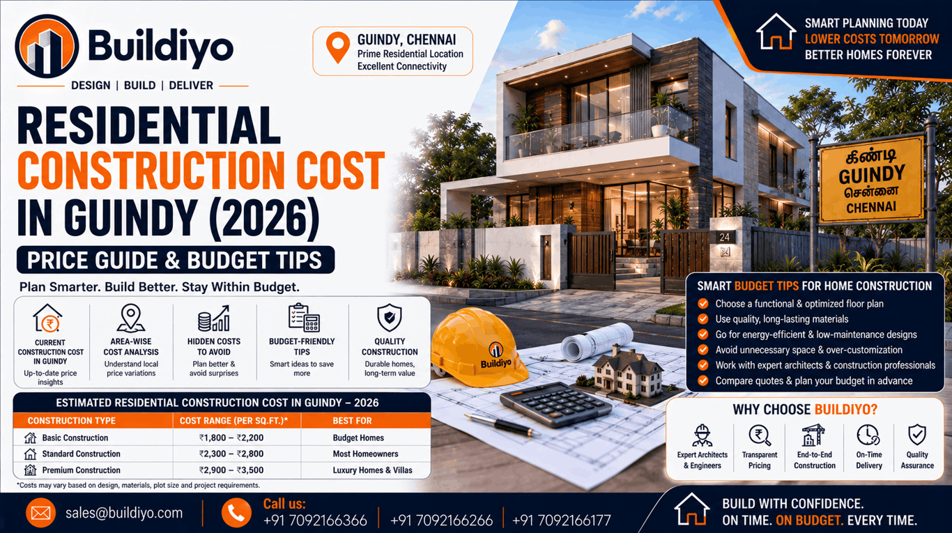 Residential Construction Cost in Guindy (2026): Price Guide & Budget Tips