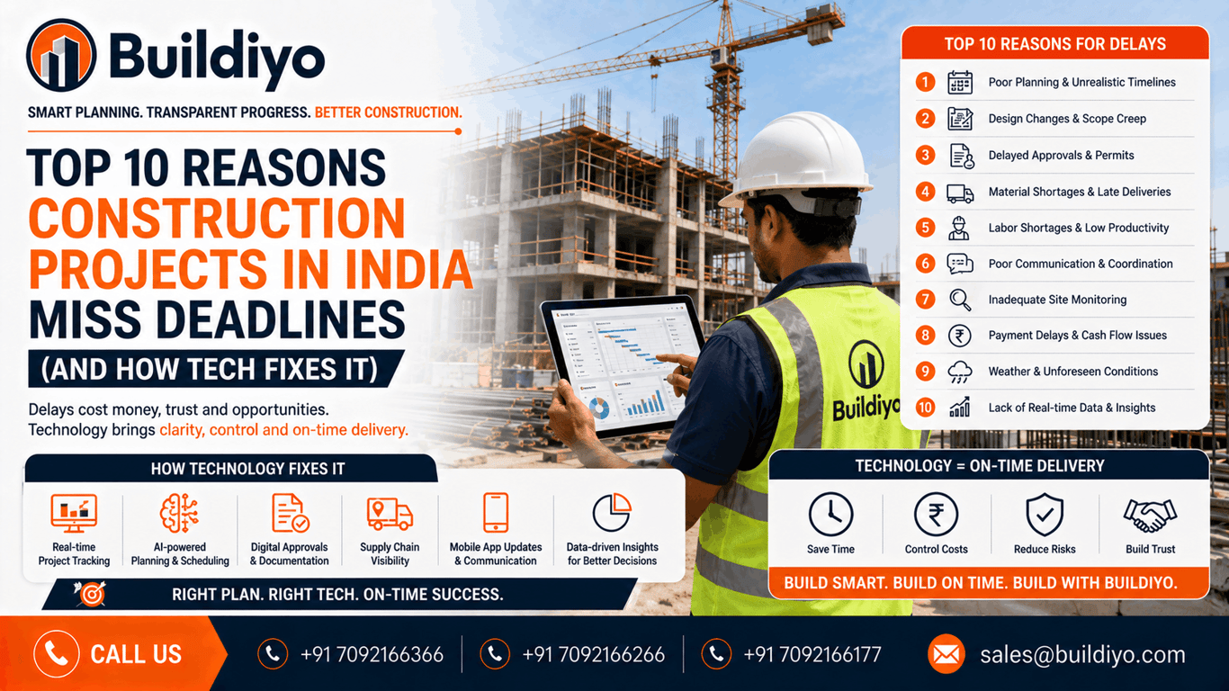 Top 10 Reasons Construction Projects in India Miss Deadlines (and How Tech Fixes It)