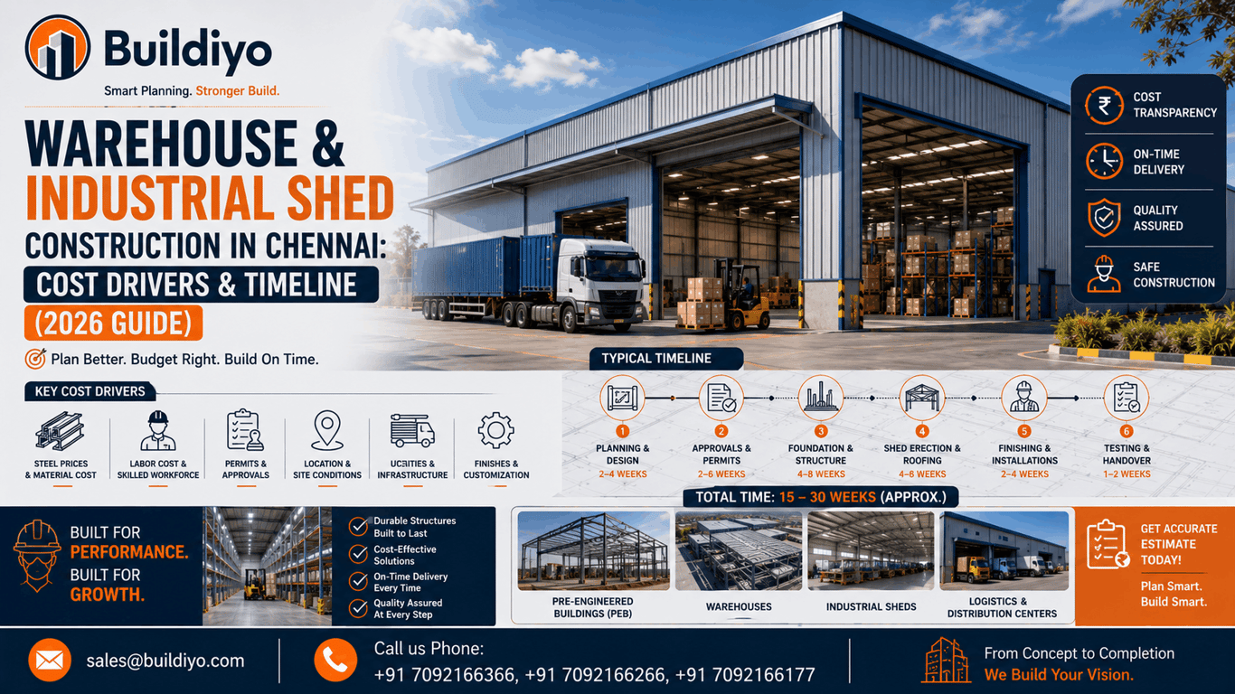 Warehouse & Industrial Shed Construction in Chennai: Cost Drivers & Timeline (2026 Guide)