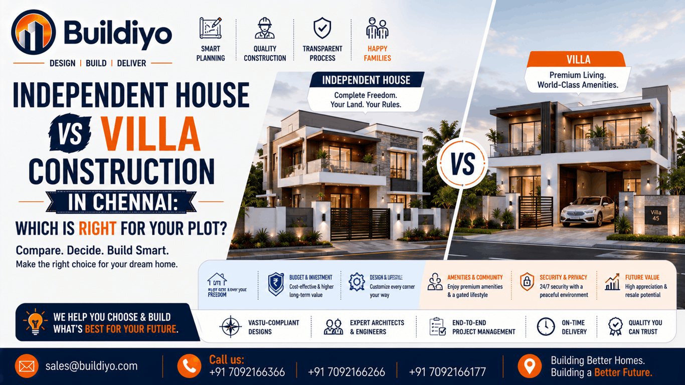 Independent House vs Villa Construction in Chennai: Which Is Right for Your Plot?