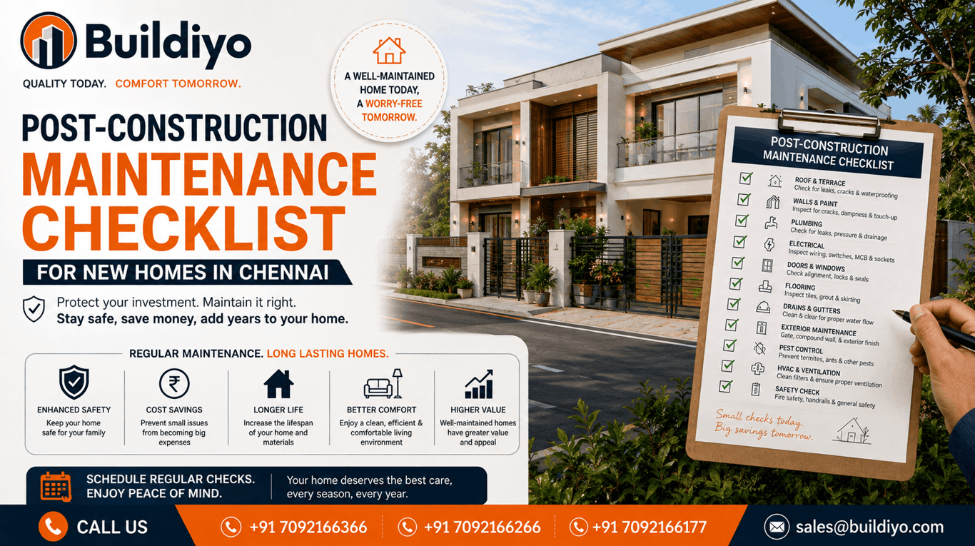 Post-Construction Maintenance Checklist for New Homes in Chennai