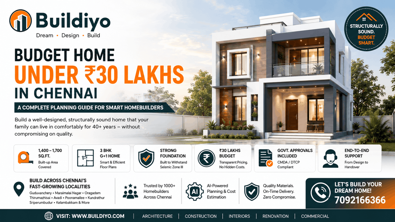 Budget Home Under 30 Lakhs in Chennai – A Complete Planning Guide for Smart Homebuilders