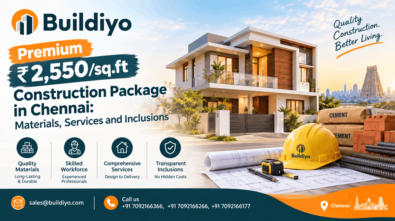 Premium ₹2,550/sq.ft Construction Package in Chennai: Materials, Services and Inclusions