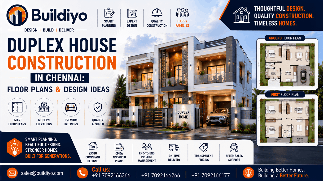 Duplex House Construction in Chennai: Floor Plans & Design Ideas