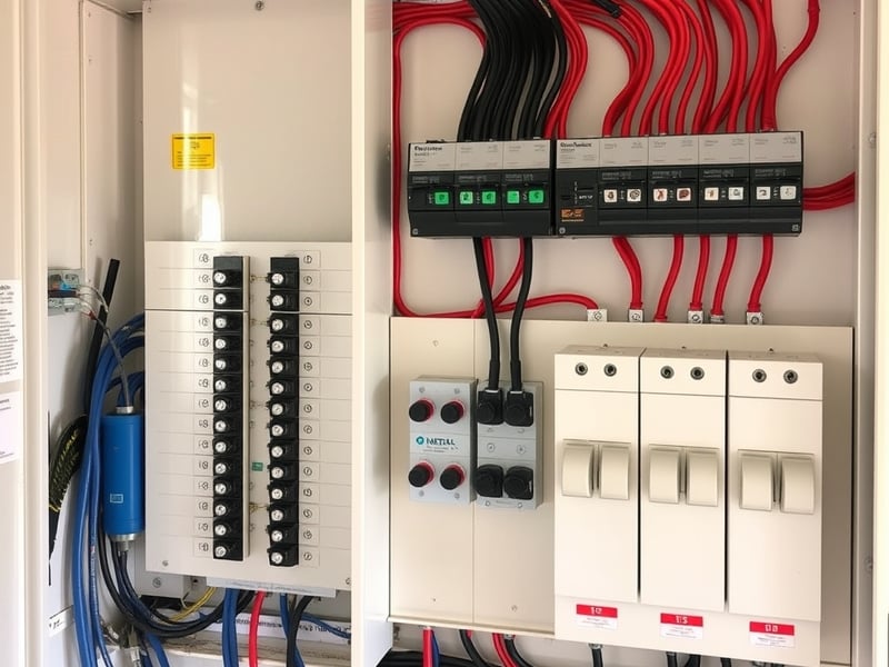 a modern clean residential switchboard with circuit breakers and safety switches being upgraded by an electrician in a suburban Australian home