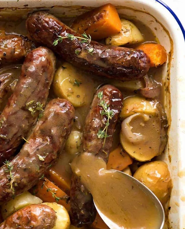 Sausage Bake with Potatoes and Gravy