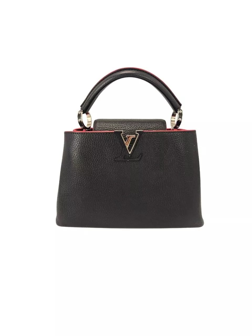 Siin - سين Louis Vuitton Black/Pink Leather Capucines BB Top Handle Bag