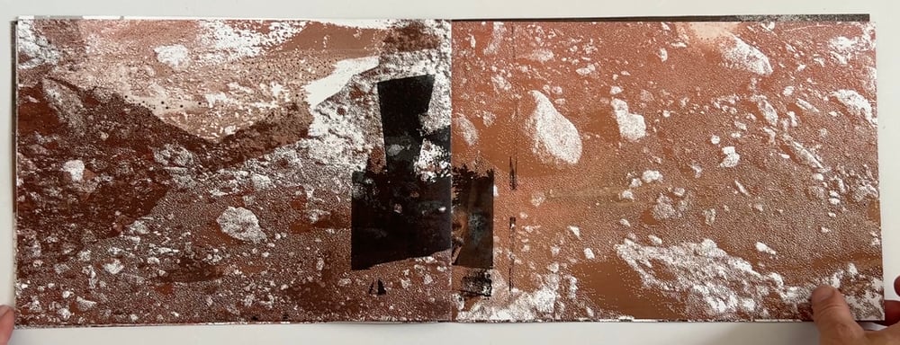 Image for © Karen Vermeren, Bauxitization Processes, 21 cm x 59 cm, folded & recto verso, acrylic & silkscreen on stone paper