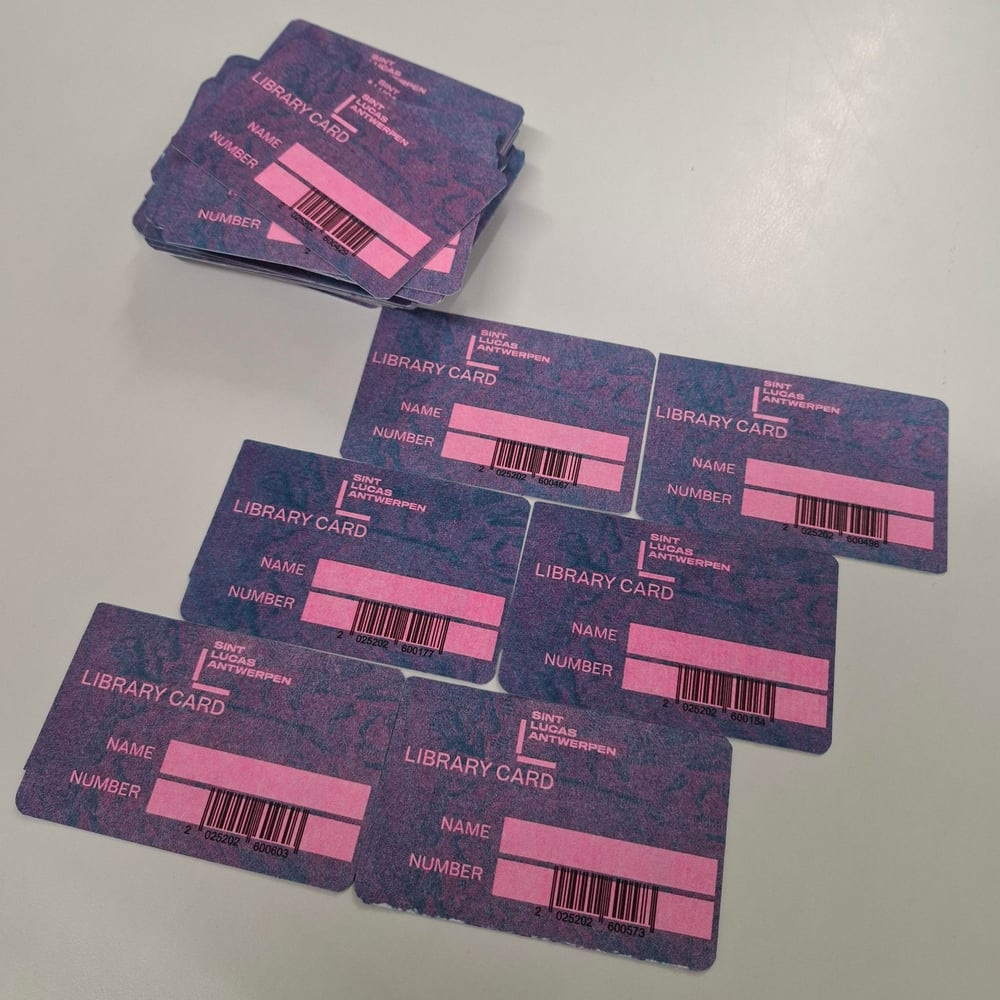Image for new library cards for external users, designed and printed by Gerard Leysen