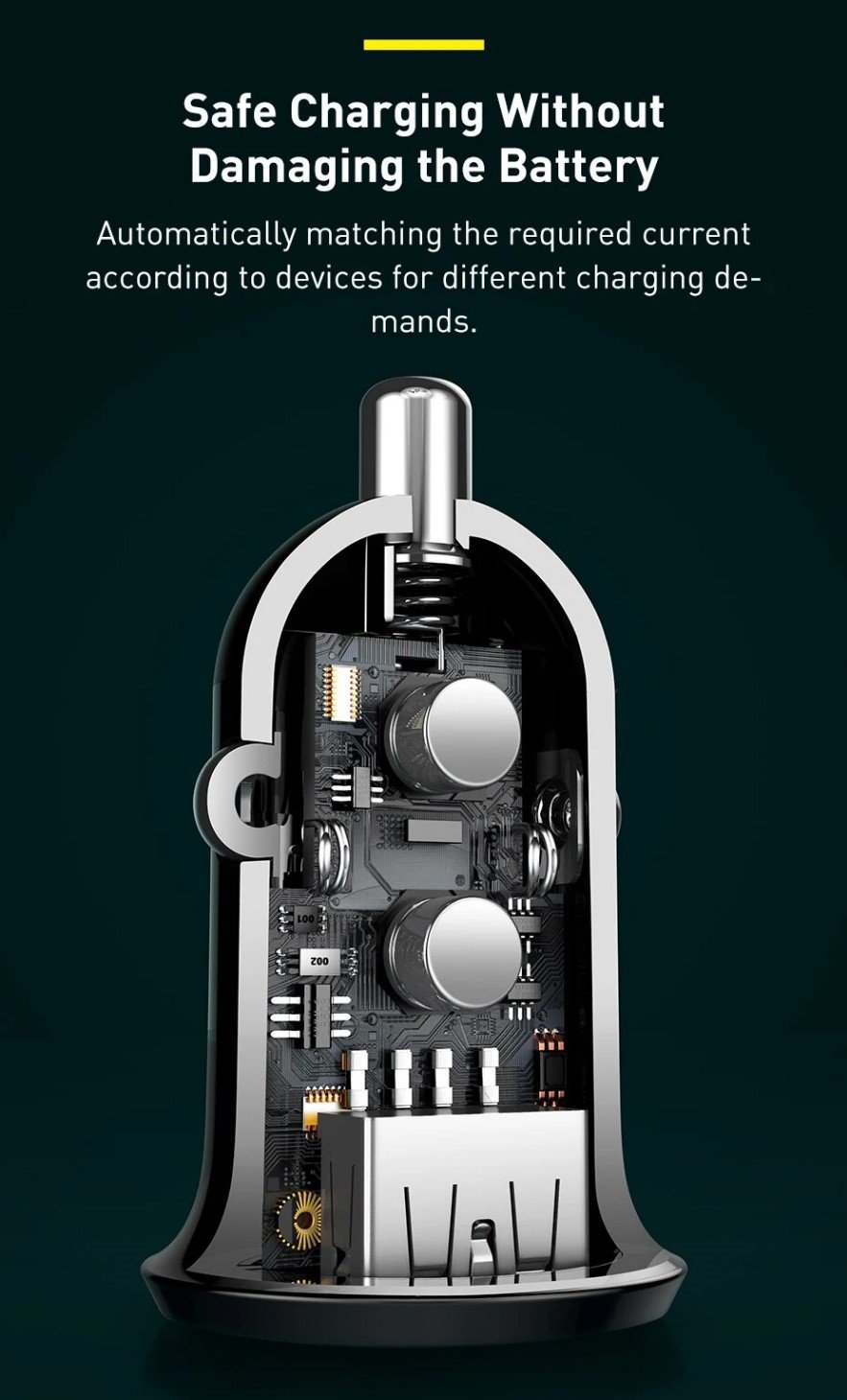 Baseus Grain Pro Dual USB 4.8A Car Charger CCALLP 02 3 6