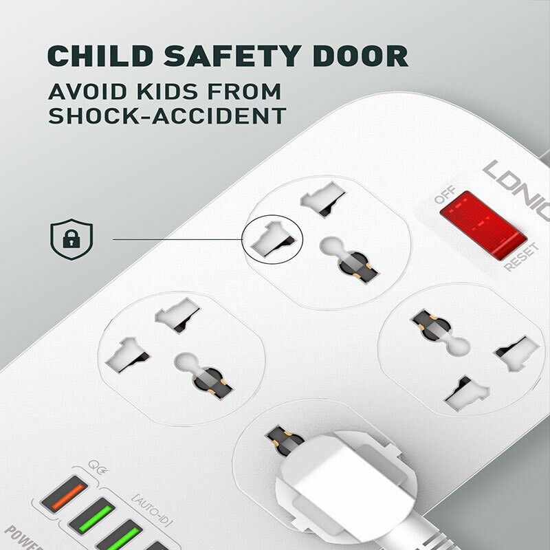 LDNIO SC4407 Power Socket 4 USB Charger with Power Extension Cord 45