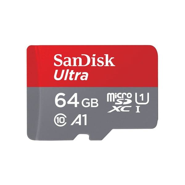 SanDisk 64GB Ultra microSDHC UHS-I Memory Card with Adapter - 120MB/s, C10, U1, Full HD, A1, Micro SD Card