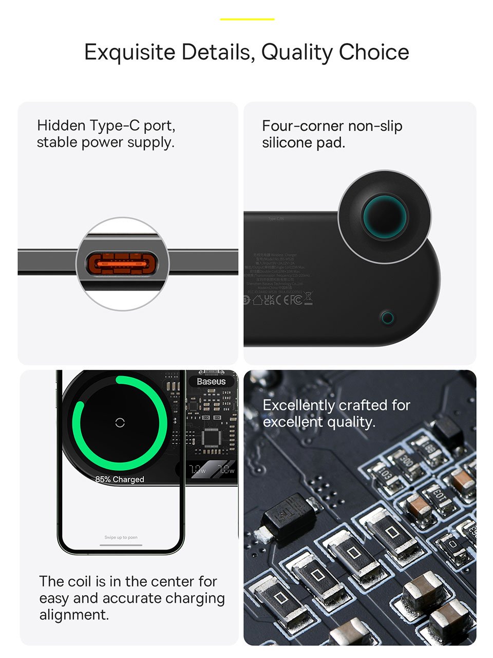 BASEUS Digital LED Display 2 in 1 20W Wireless Charger 8 1