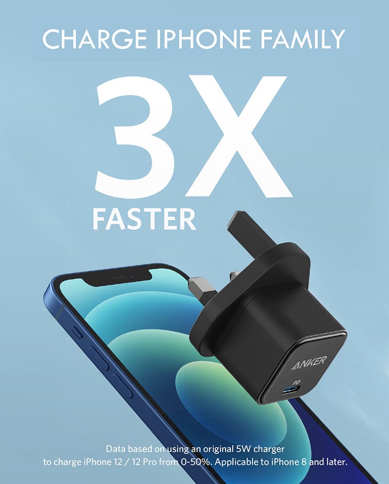 Anker PowerPort III 20W Cube USB C Charger Black 3