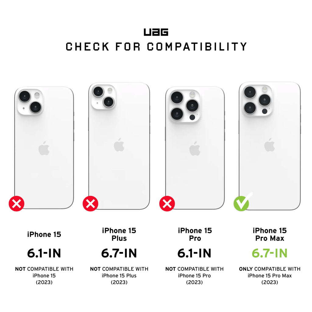 UAG PLYO for Magsafe iPhone 15 Pro Max Case 083123 UAG IPH15 COMPARISON CHARTS IPHONE 15 PRO MAX