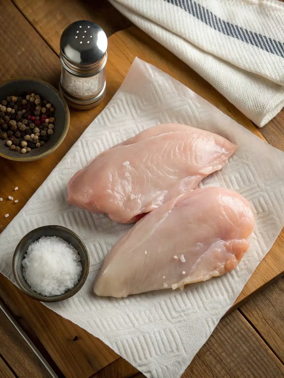Searing chicken breasts in a skillet for the chicken white wine sauce