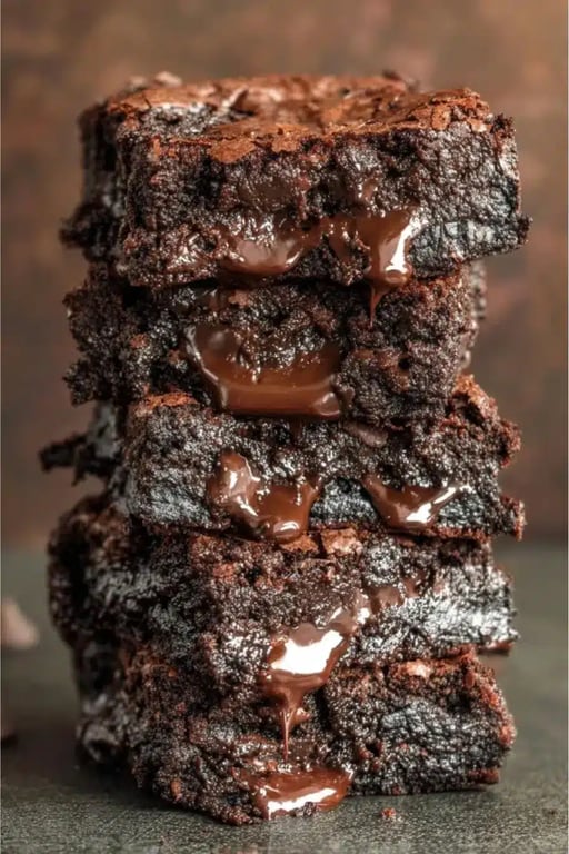 Greek Yogurt Brownies – Low Carb, Fudgy & Guilt-Free Dessert 7 Gooey stack of Greek yogurt brownies on parchment paper