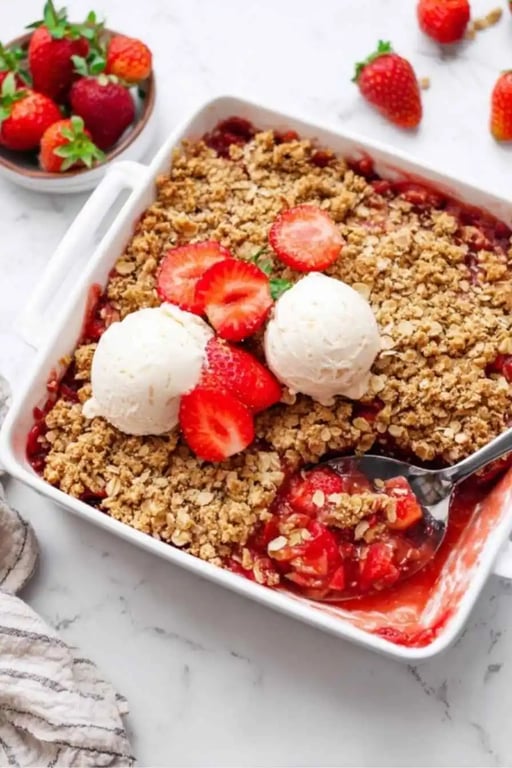 Healthy Strawberry Crisp – A Protein-Packed Summer Dessert
