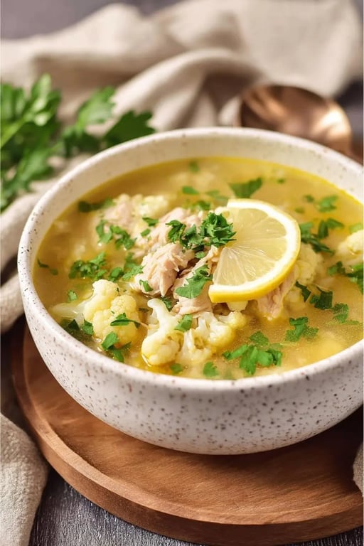 Keto Chicken Soup – A Comforting Low-Carb Classic Without the Carbs 8 Keto chicken soup served in white ceramic bowl with lemon