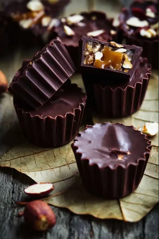 Assorted keto chocolates with nuts, raspberries, and marbled pieces.
