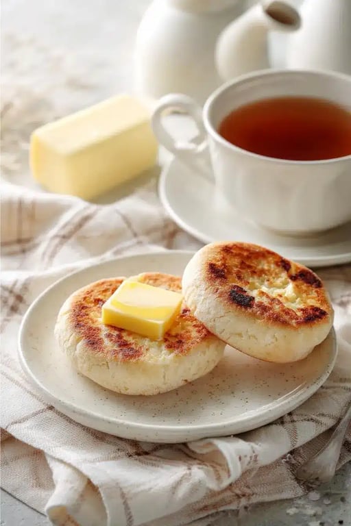 Toasted low carb English muffin with butter on top