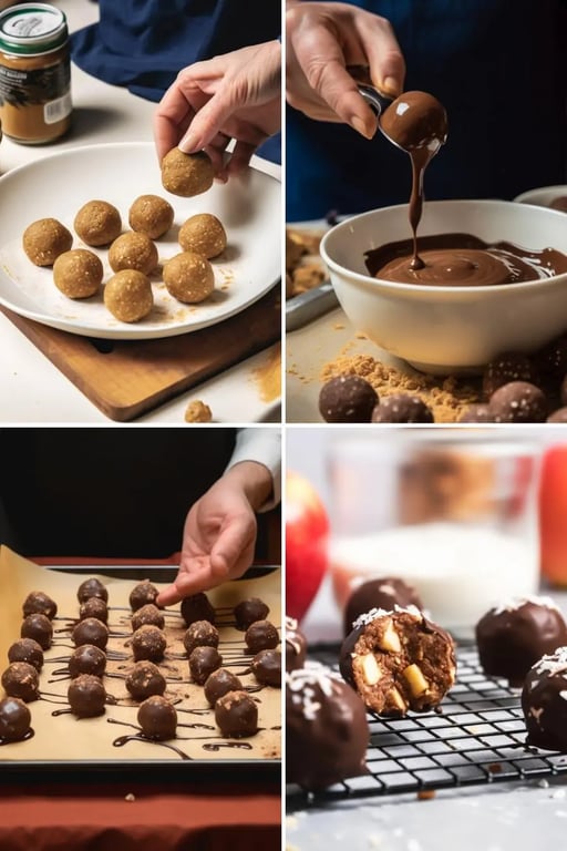 Peanut Butter Protein Balls That Taste Like Dessert and Fuel Your Day 7 Step-by-step collage showing how to make peanut butter protein balls