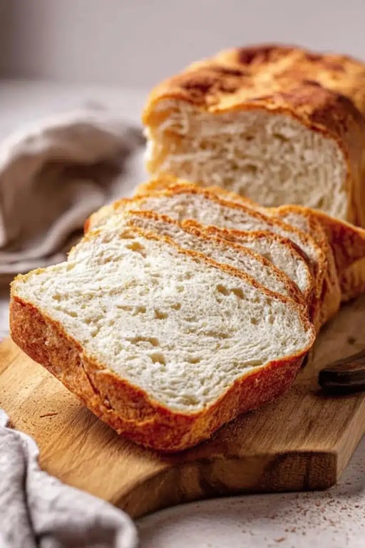 Protein bread slices served on wooden board