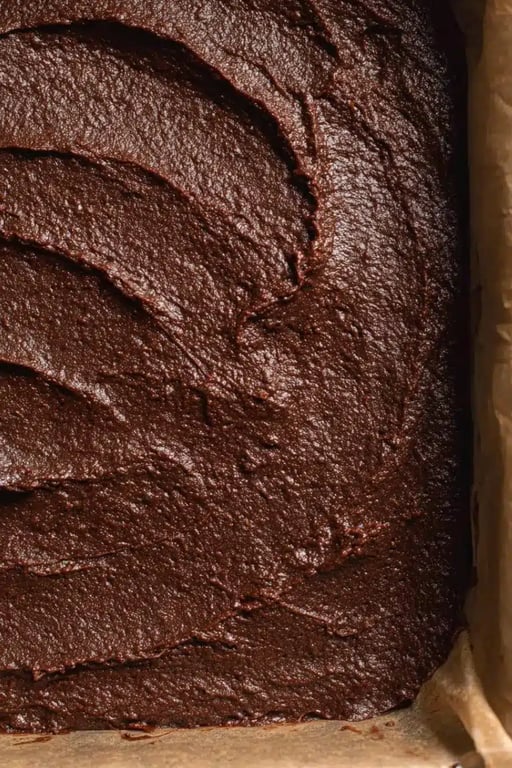 Protein Brownies That Taste Like Fudge and Keep You Full Longer 8 Chocolate protein brownie batter spread in a parchment-lined baking pan