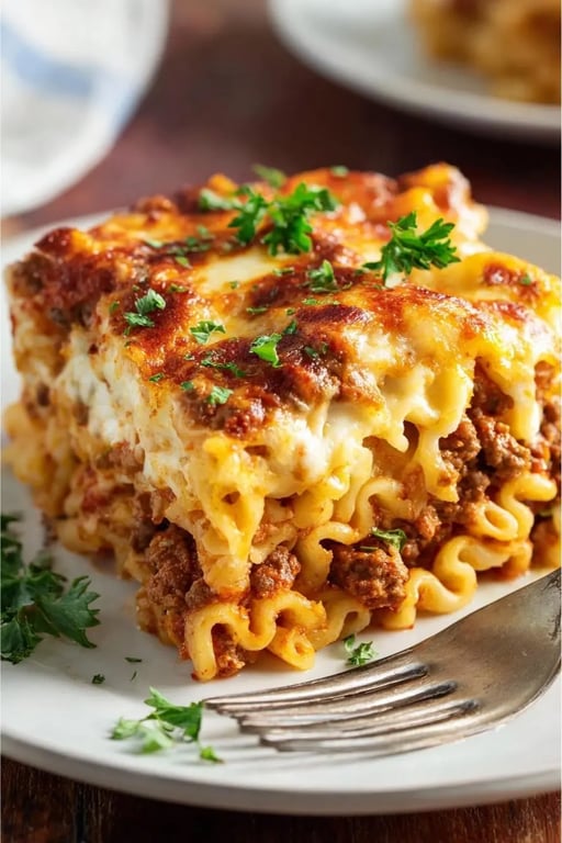 Protein Pasta: A Delicious Way to Fuel Your Body With Every Bite 1 Close-up of layered baked protein pasta with meat and cheese