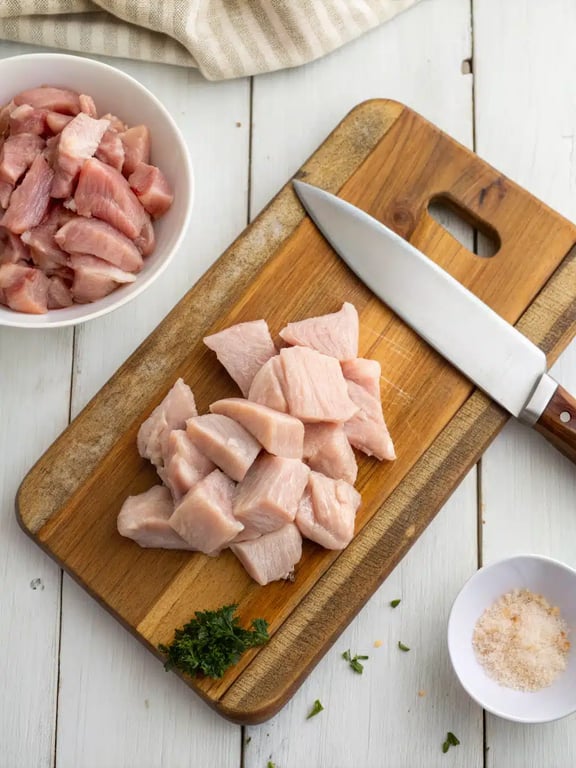 Cooking chicken pieces in a hot wok for a spicy chicken stir fry