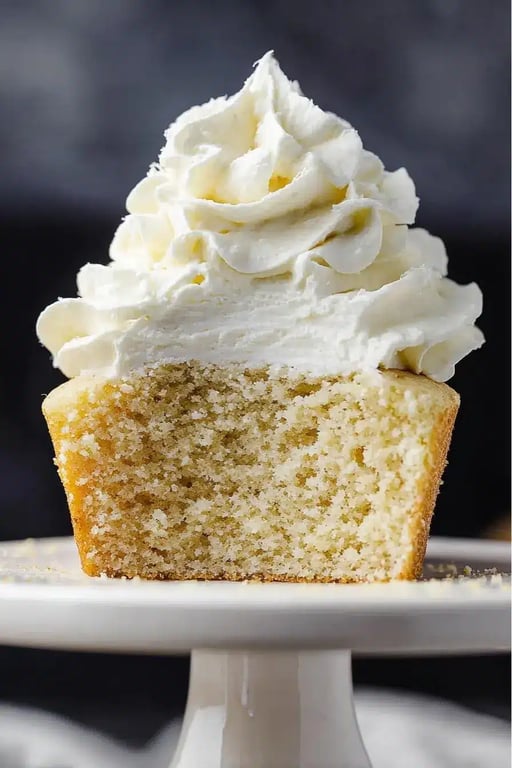 Cross-section of sugar free cupcakes with frosting