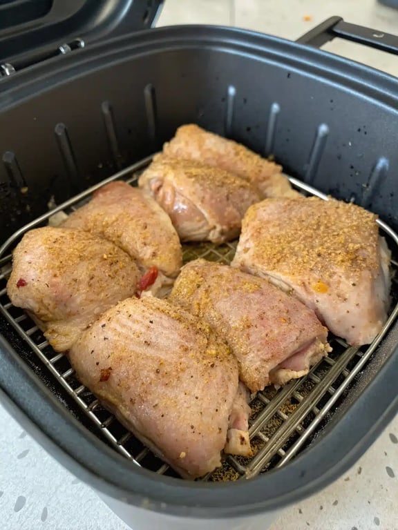 Final step for air fryer chicken — plated and ready