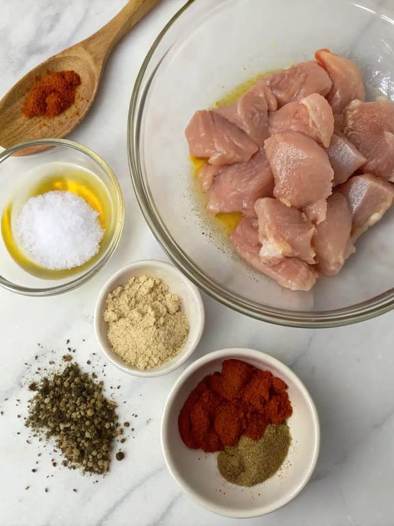 Step 2 for air fryer chicken bites — process in progress