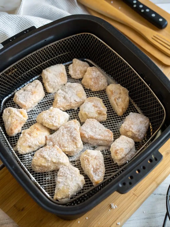 Final step for air fryer chicken bites — plated and ready