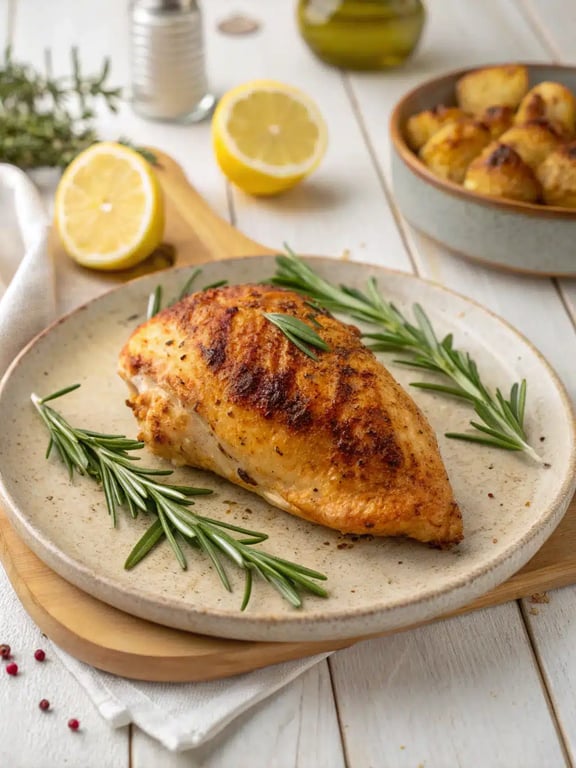 Poitrine de poulet simple à la friteuse à air pour un réconfort faible en glucides