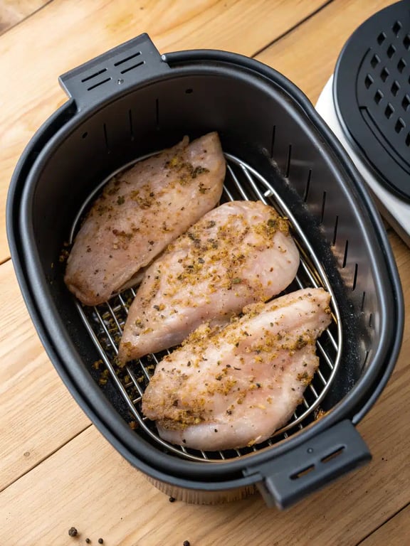 Final step for air fryer chicken breast — plated and ready