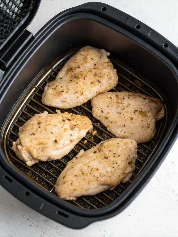 Final step for air fryer chicken breast — plated and ready