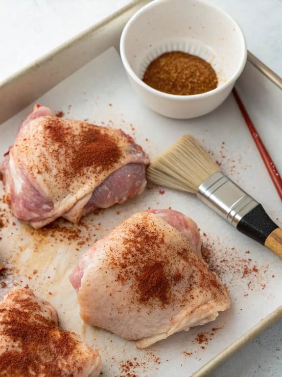 Step 4 for air fryer chicken thighs — texture check