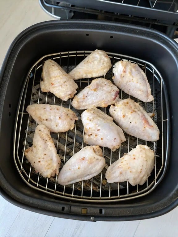Step 4 for air fryer chicken wings — texture check