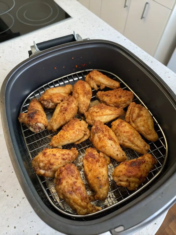 Step 4 for air fryer chicken wings — texture check